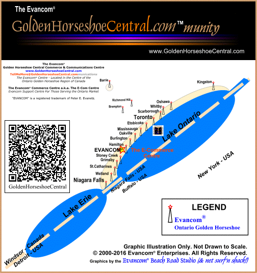 Canada - Evancom® Ontario Golden Horseshoe dot Com Map - Toronto - Niagara